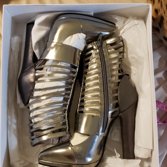 Versace Shoes - Versace Silver Platform Gladiator Pumps Sz 37.5